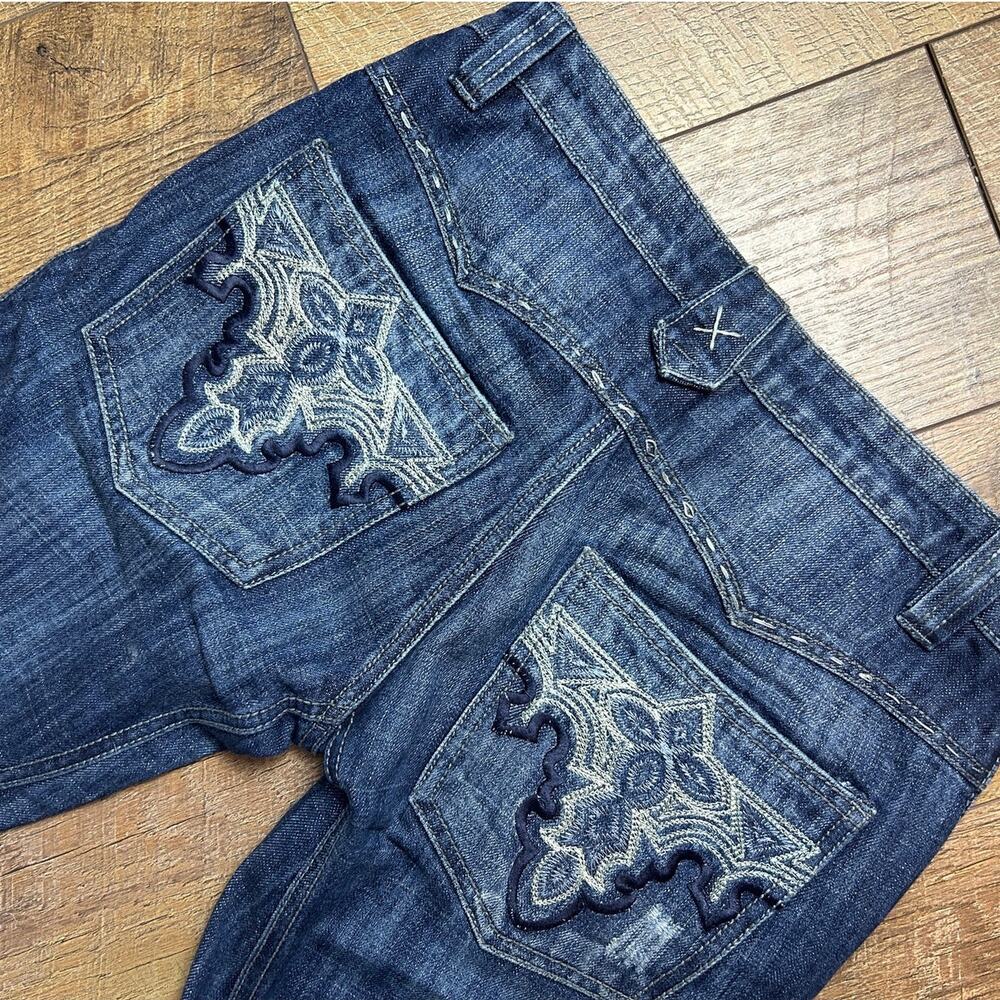 Antik Denim embroidered pocket western low rise bootcut jeans 28x29 Y2K faded